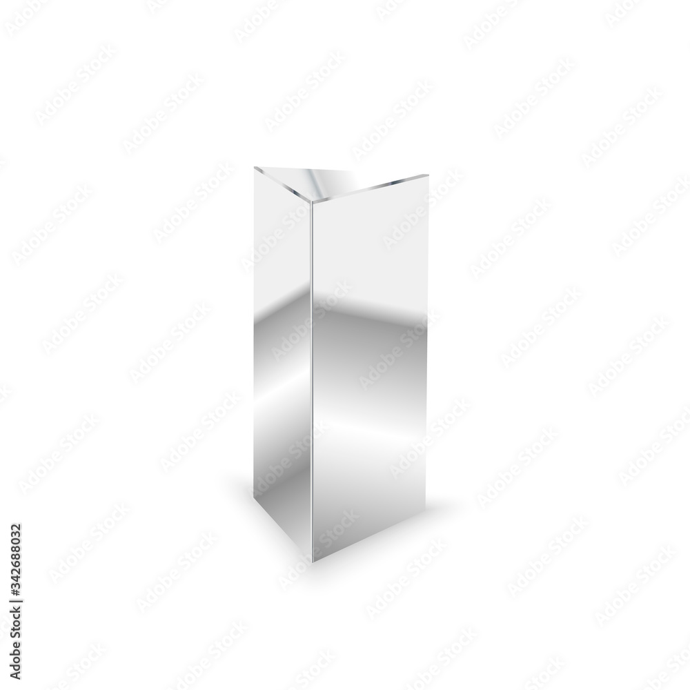 Blank glossy metal 3d triangular prism on white Blank glossy metal 3d triangular prism on white