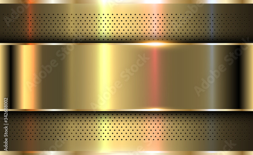 Gold metallic background, polished steel texture vector design.