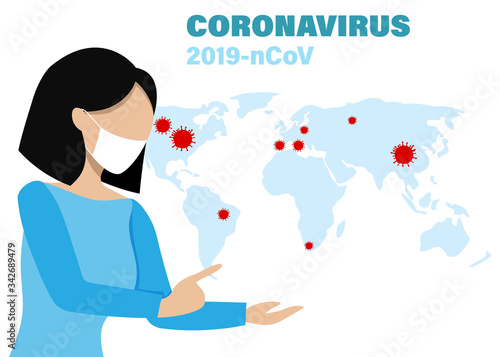 Coronavirus infographic symptoms Covid-19. Influenza background as dangerous flu strain cases as a pandemic medical health risk concept.Floating China pathogen.