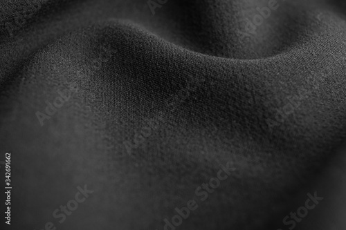Texture of beautiful dark fabric as background, closeup