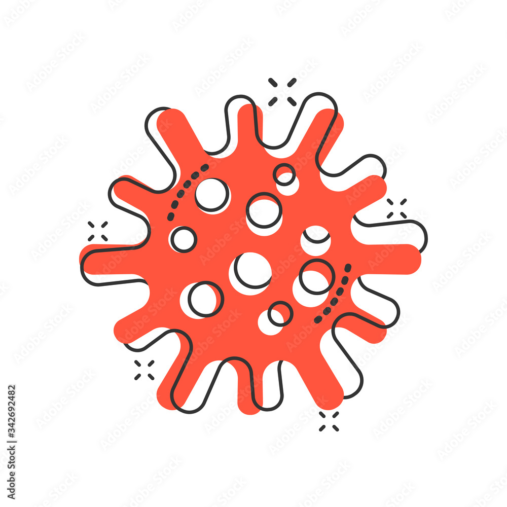 Disease bacteria icon in comic style. Allergy cartoon vector illustration on white isolated background. Microbe virus splash effect business concept. Disease bacteria icon in comic style. Allergy cartoon vector illustration on white isolated background. Microbe virus splash effect business concept.