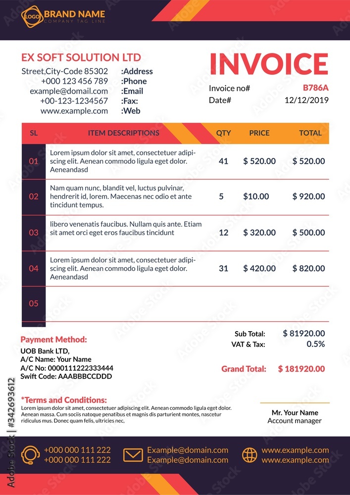 Minimal Business Invoice Template Design Minimal Business Invoice Template Design