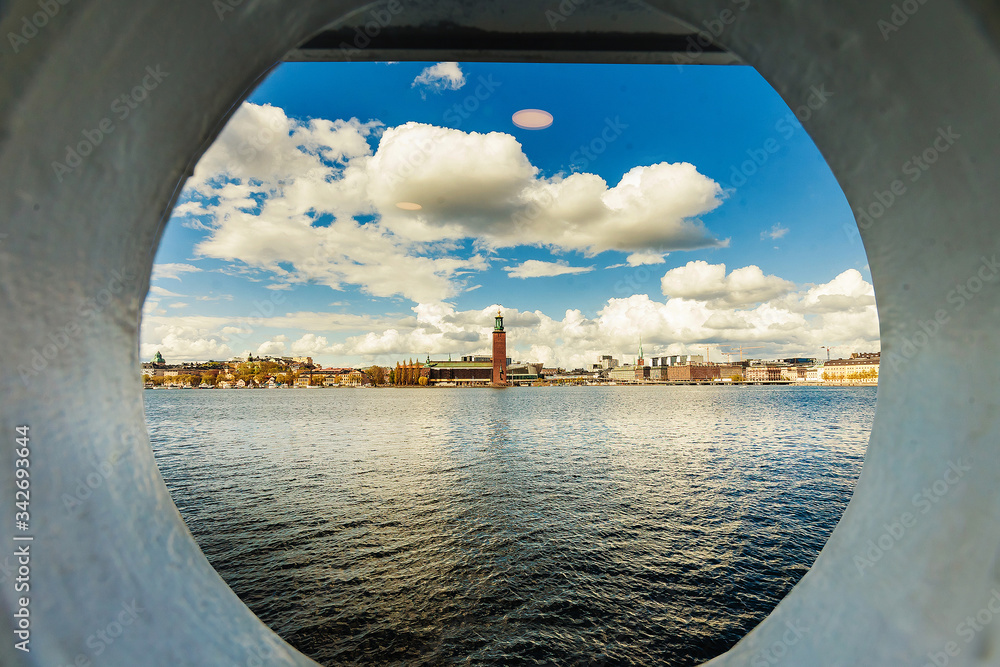 View from the ship's window. Stockholm