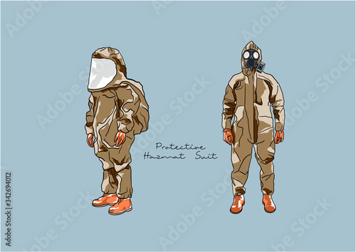 Vector Illustration of Protective Hazmat Suit / Personal Protective Equipment (PPE)