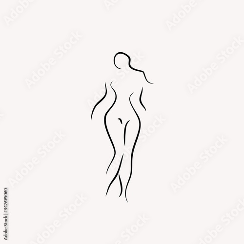 female body shape vector design logo line illustration