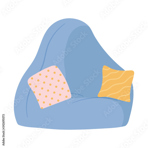 bean chair cushions isolated icon on white background