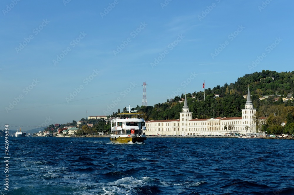 Passenger pleasure boats in the Bosphorus. Istanbul