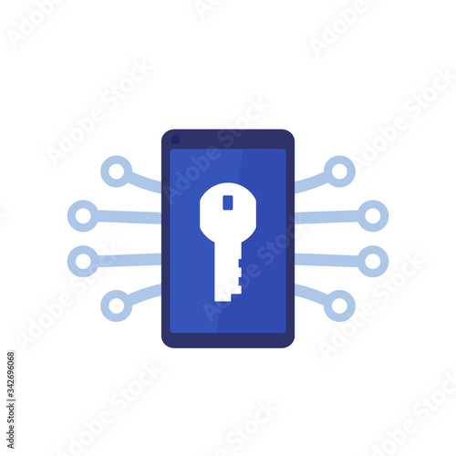 privacy, mobile security icon on white