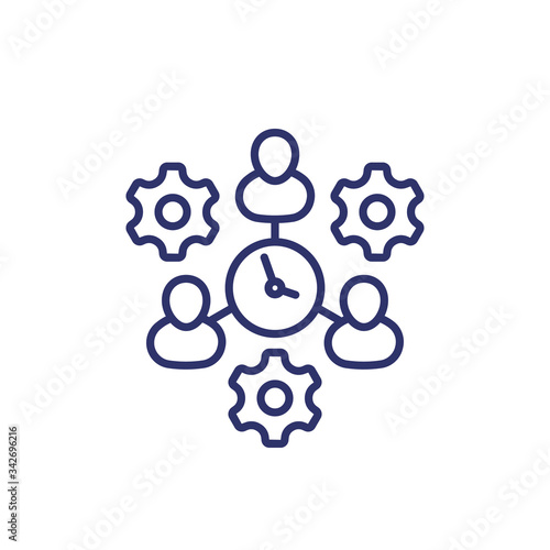 teamwork and deadline icon, line vector