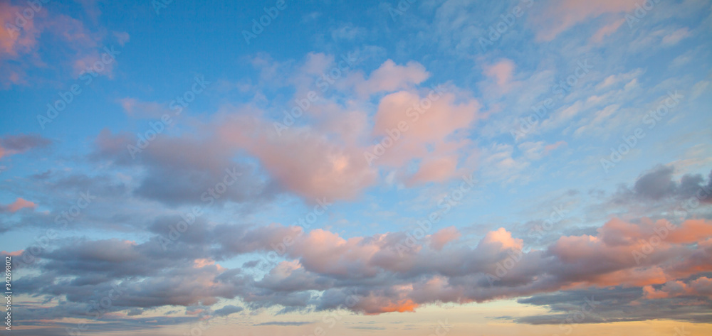 Sky clouds background. Beautiful landscape with clouds on sky
