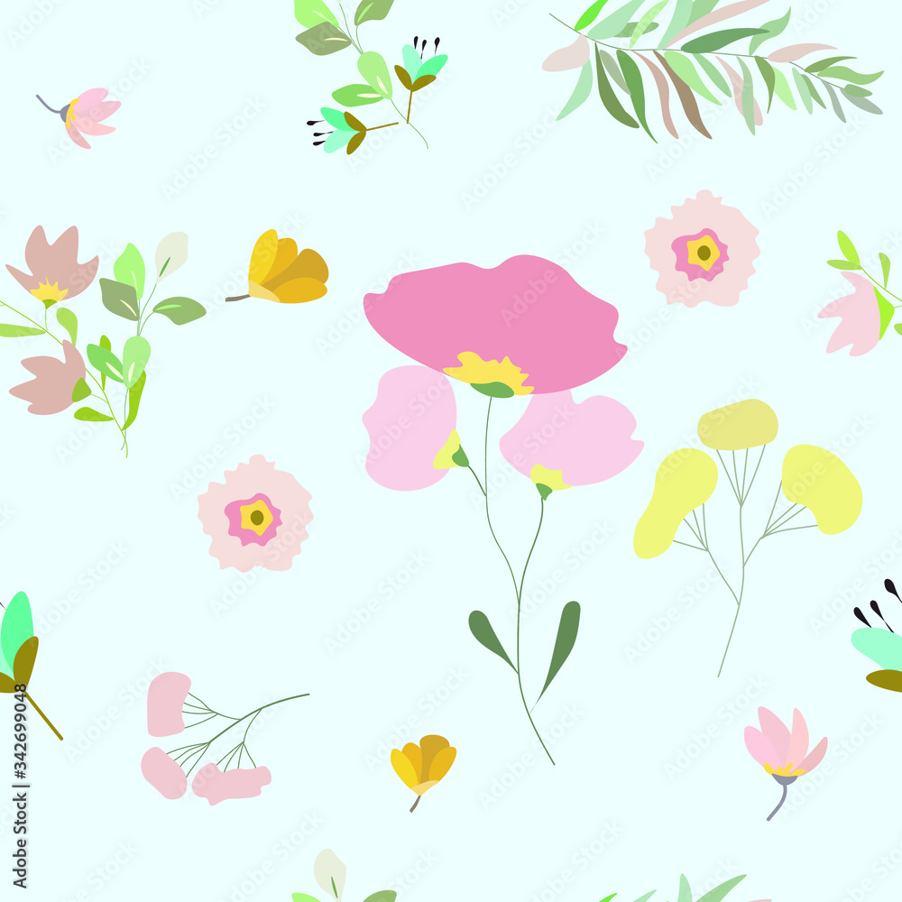 Obraz premium flower seamless pattern spring paste color textile