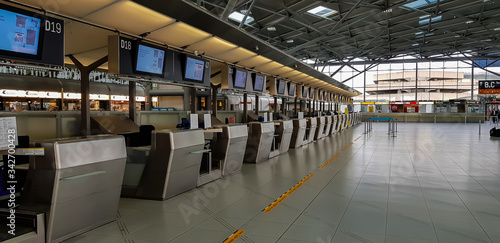 The public check-in area of an airport Cologne, Germany.