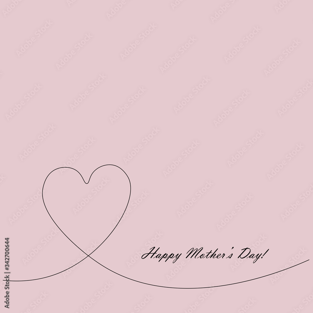 Mother's day card with heart love, vector illustration