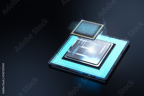 Schilderij op canvas Quantum computer technology