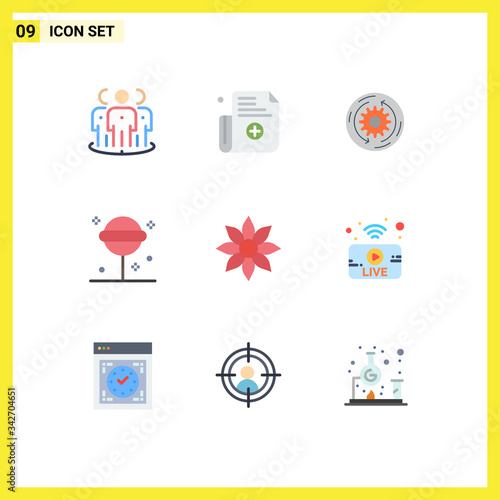 Flat Color Pack of 9 Universal Symbols of amaryllis, lollipop, solution, halloween, structure photo