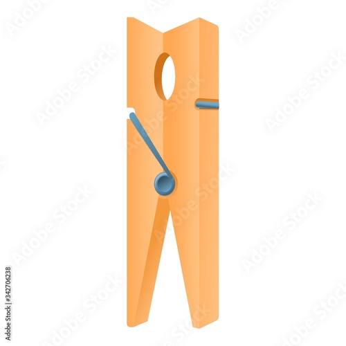 Old wood clothes pin icon. Cartoon of old wood clothes pin vector icon for web design isolated on white background