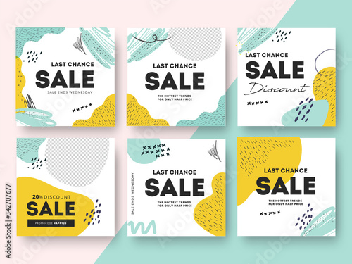 Modern promotion square web banner for social media mobile apps. Elegant sale and discount promo backgrounds with abstract pattern.
