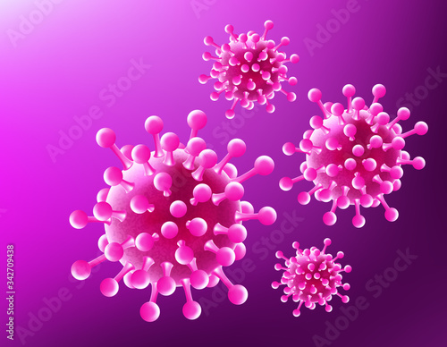 Vector illustration of the virus cells. Microscopic view of a infectious virus. Concept contagion and propagation of a disease
