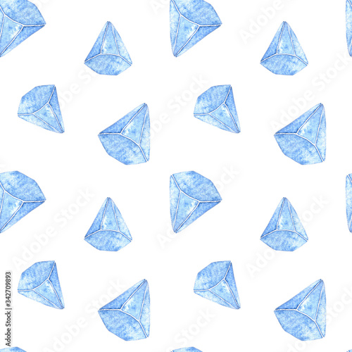 Seamless watercolor pattern blue crystals © Oxana