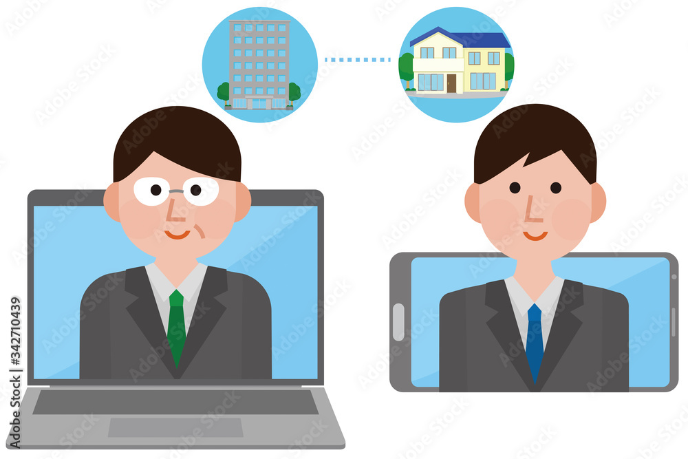 オンライン Web面接 男子学生 イラスト オンライン Web面接 男子学生 イラスト