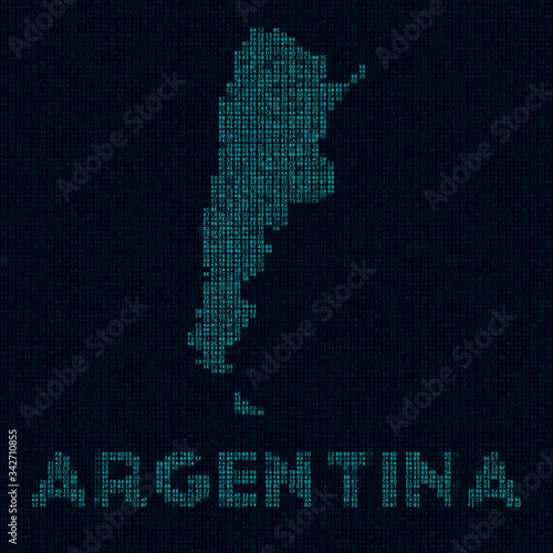 Argentina tech map. Country symbol in digital style. Cyber map of Argentina with country name. Classy vector illustration.