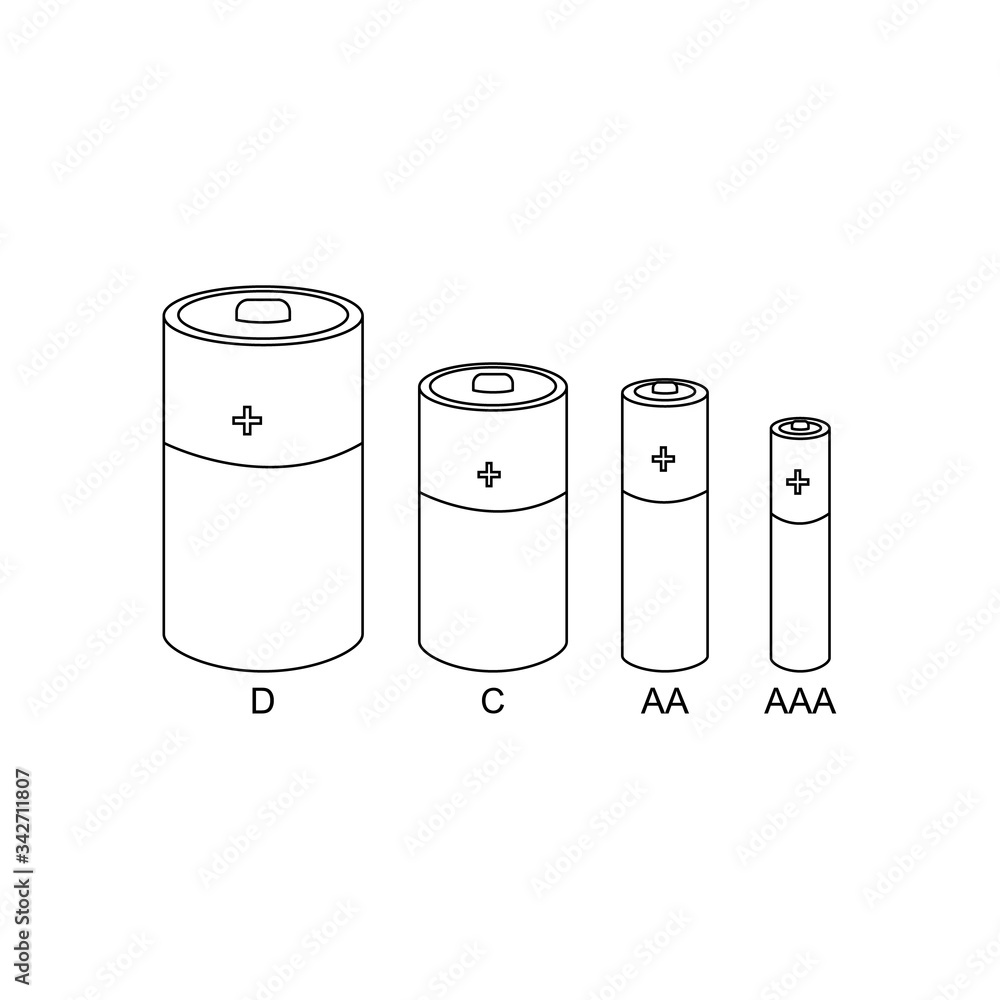 Batteries icons set outline vector Batteries icons set outline vector