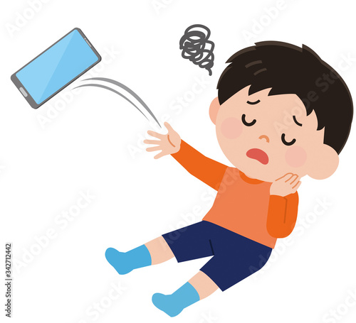 スマートフォン　飽きる　男の子　イラスト