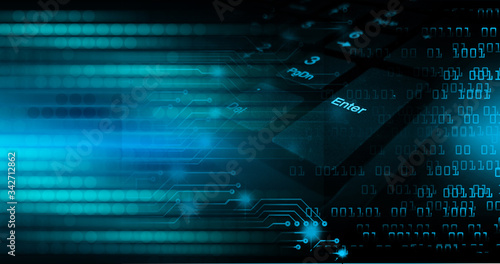 Blue cyber circuit future technology concept background © titima157