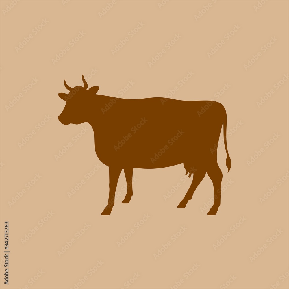 Cow vector silhouette. Farm animal silhouette Cow vector silhouette. Farm animal silhouette