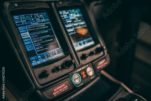 cockpit of airplane computer interior 