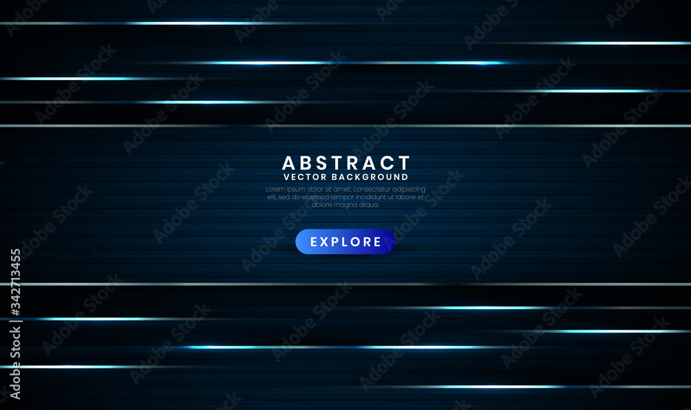 Geometric navy blue abstract background with metallic lines. Overlap layer on dark space with light effect decoration. Modern graphic design template elements for poster, flyer, brochure, or banner Geometric navy blue abstract background with metallic lines. Overlap layer on dark space with light effect decoration. Modern graphic design template elements for poster, flyer, brochure, or banner
