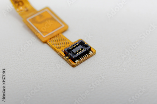 FCC/FPC with press fit connector in side view with white background