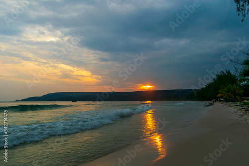 A beautiful sunset from the Long Set Beach, Koh Rong, Cambodia