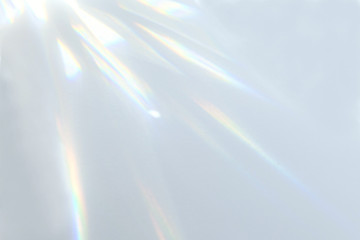 Blurred overlay effect for photo and mockups. Wall texture with organic drop diagonal shadow and rays of light on a white wall. shadows for natural light effects
