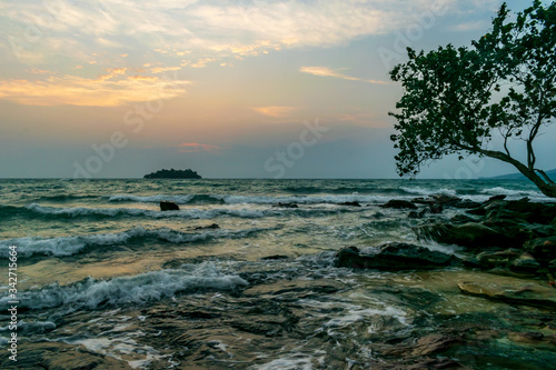 A beautiful sunrise from the Long Set Beach, Koh Rong, Cambodia