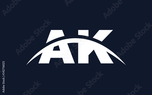 AK or KA and A, K Uppercase Letter Initial Logo Design, Vector Template
