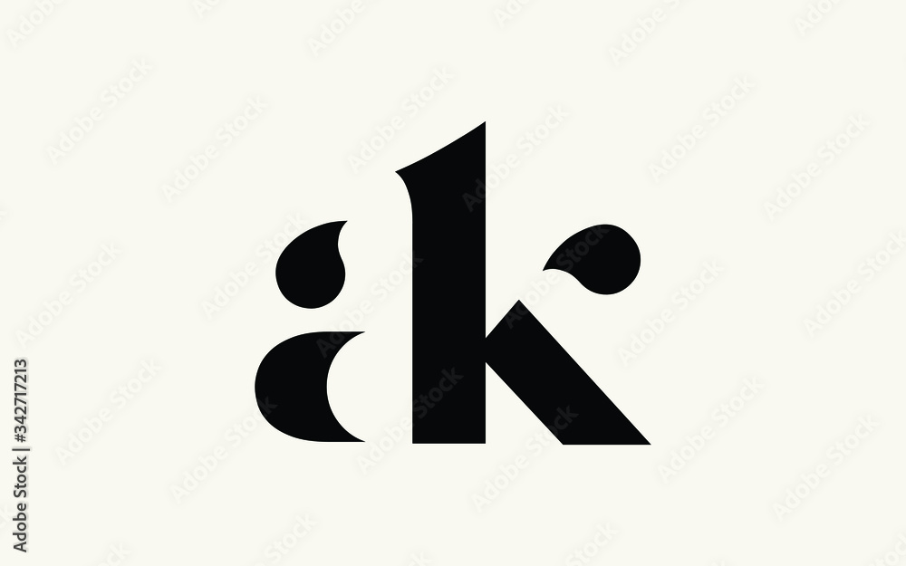 ak or ka and a, k Lowercase Letter Initial Logo Design, Vector Template - obrazy, fototapety, plakaty 