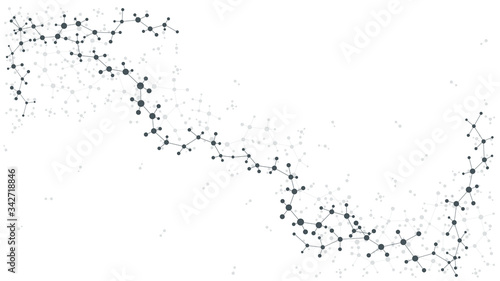 Abstract structure molecule and dna, atom, neurons. Scientific concept for your design. Connected lines with dots. Medical, technology, chemistry, science background. Vector illustration.