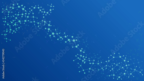 Abstract structure molecule and dna, atom, neurons. Scientific concept for your design. Connected lines with dots. Medical, technology, chemistry, science background. Vector illustration.