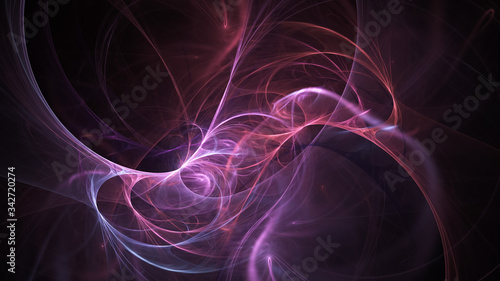 Abstract chaotic pink glass shapes. Colorful fractal background. Digital art. 3d rendering.