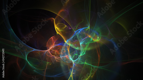 Abstract chaotic rainbow glass shapes. Colorful fractal background. Digital art. 3d rendering.