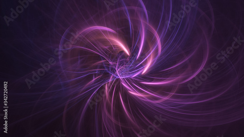 Abstract colorful violet and purple glowing shapes. Fantasy light background. Digital fractal art. 3d rendering.