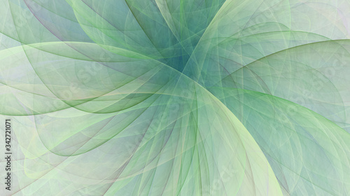 Abstract chaotic green glass shapes. Colorful fractal background. Digital art. 3d rendering.