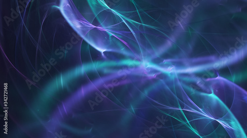 Abstract blue and violet chaotic glass shapes. Colorful fractal background. Digital art. 3d rendering.