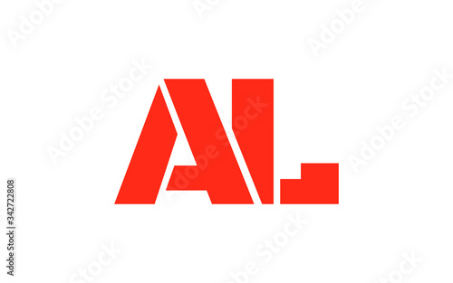 AL or LA and A, L Uppercase Letter Initial Logo Design, Vector Template