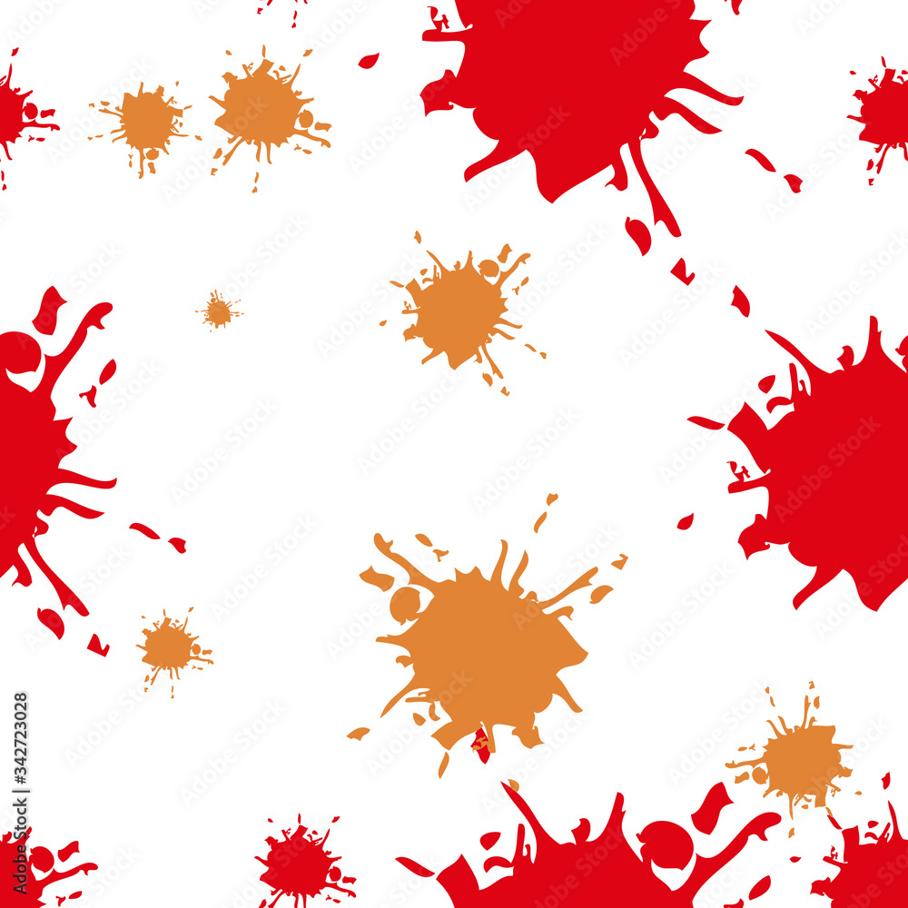 Multi-colored spots on a white background. Pattern. Yellow with red. Multi-colored spots on a white background. Pattern. Yellow with red.