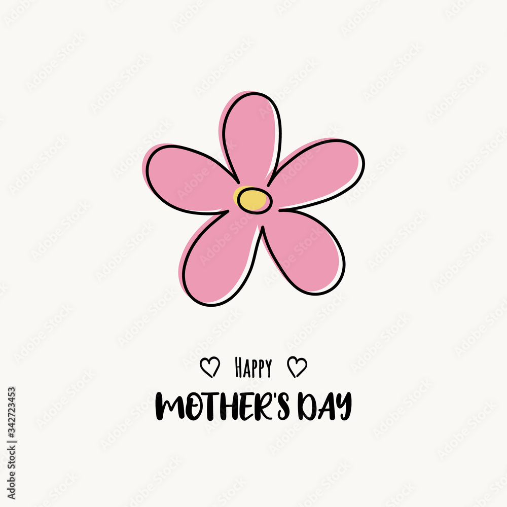 Mother’s Day. Design of a card with cute flower and wishes. Vector Mother’s Day. Design of a card with cute flower and wishes. Vector