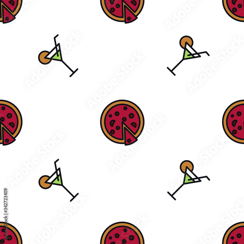 Pizza and cocktail. Color pattern
