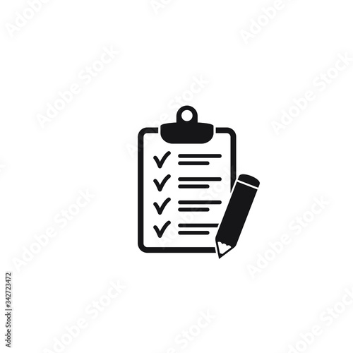 Clipboard pencil vector icon. Black illustration isolated on white background for graphic and web design. © Maksim