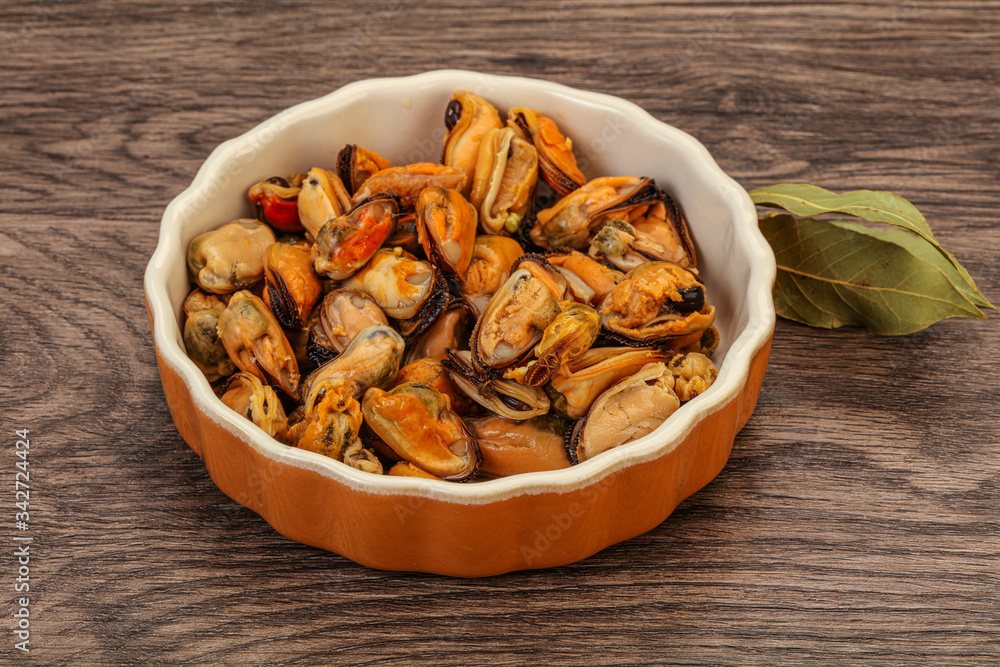 Pickled mussels in the bowl Pickled mussels in the bowl